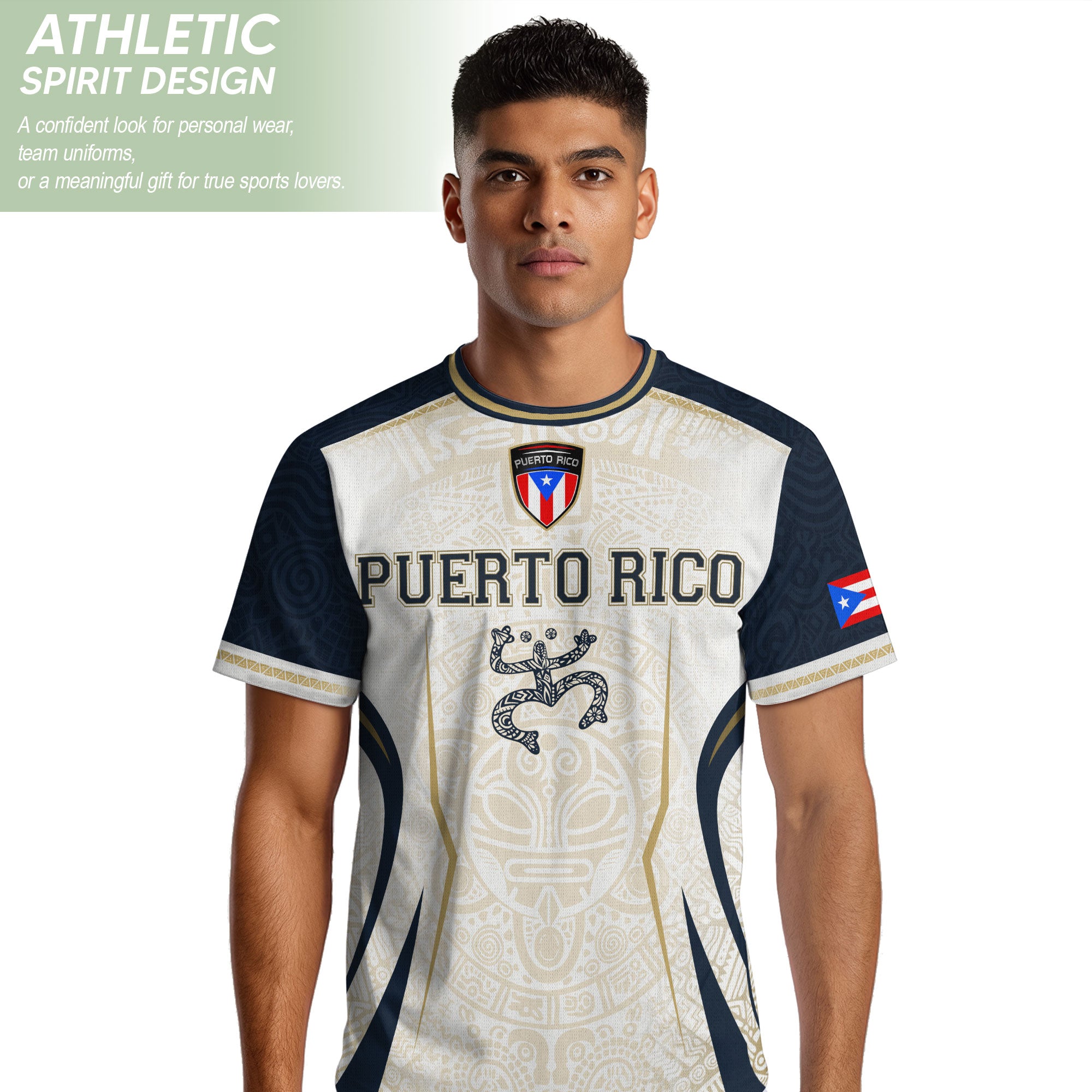 Puerto Rico Soccer Jersey Navy White Taino Coqui Flag PR Football Shirt Heritage