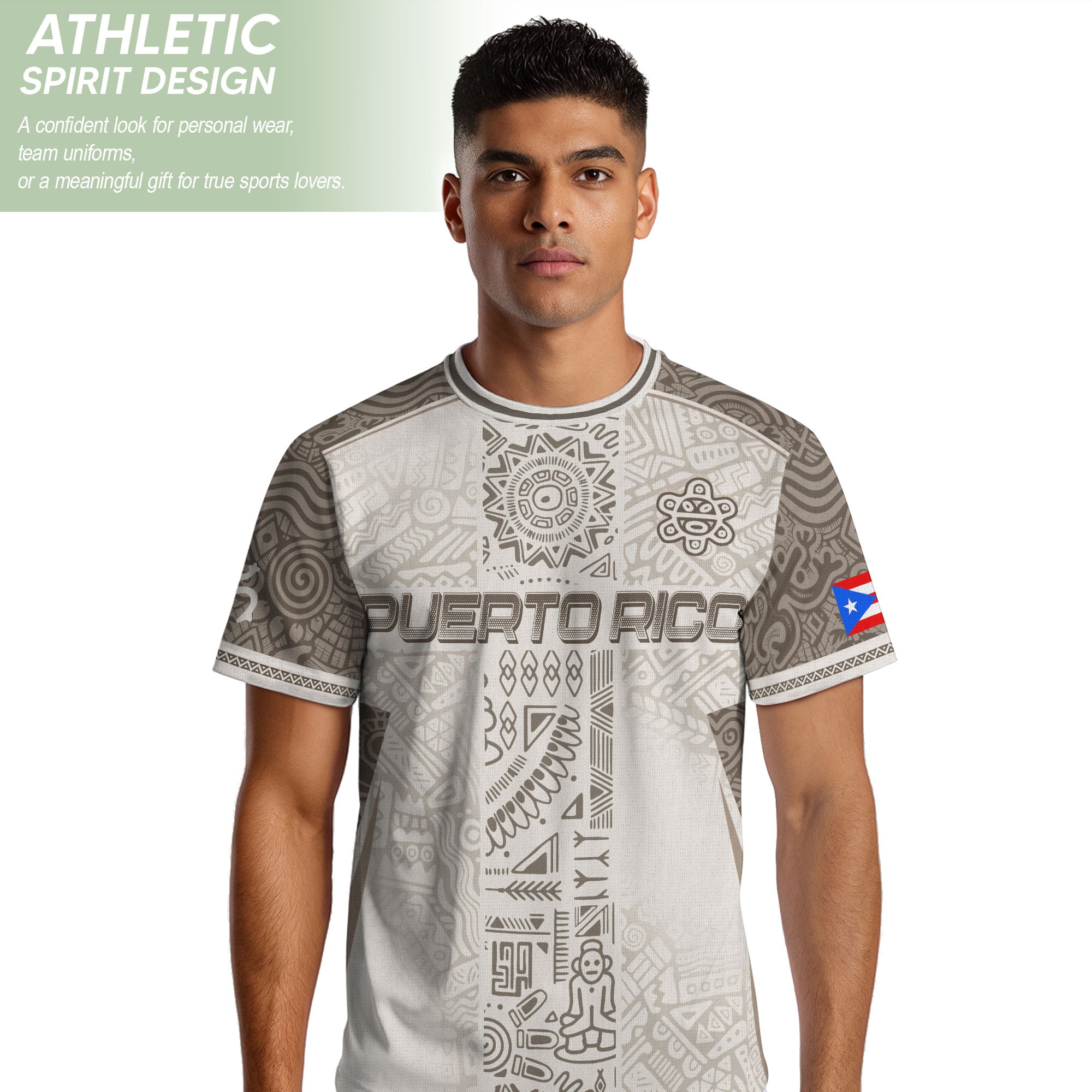 Puerto Rico White Soccer Jersey Tribal Pattern Boricua Pride Football Shirt Unisex
