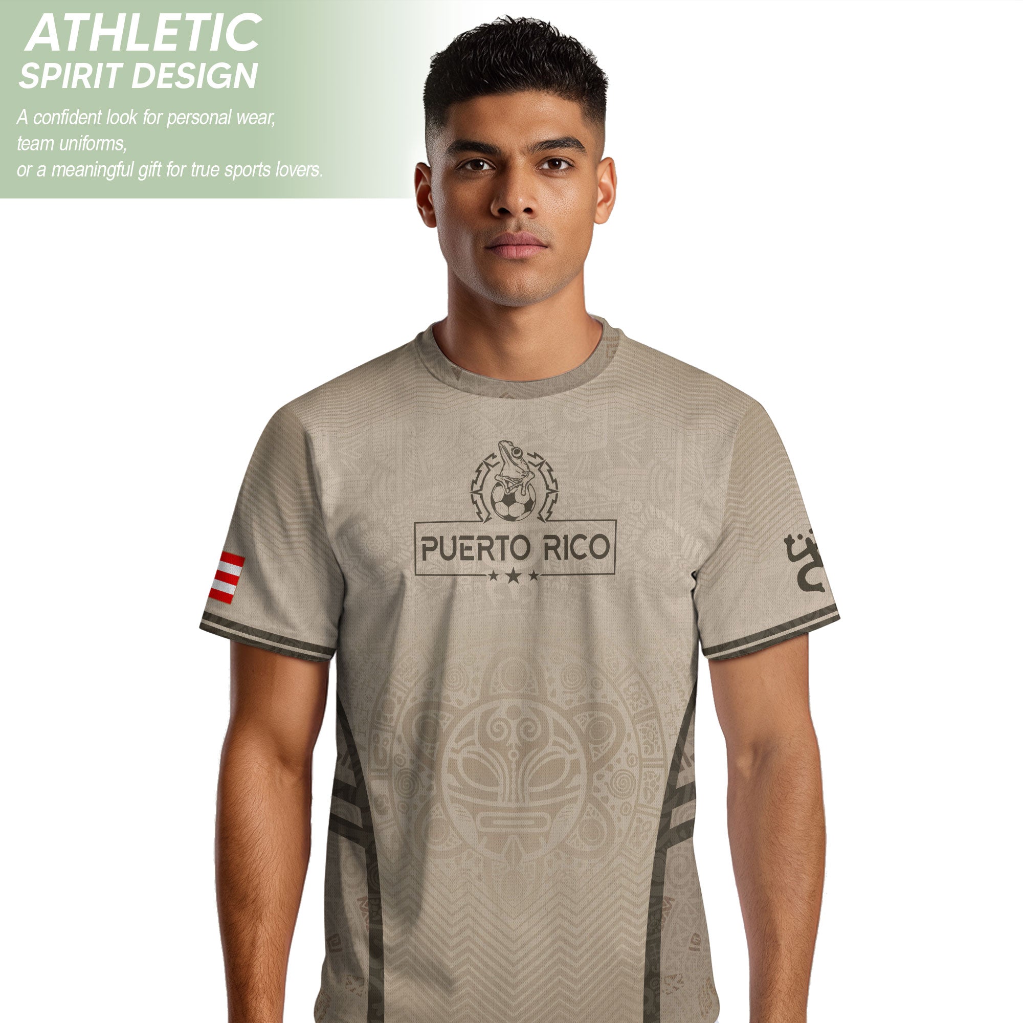 Beige Puerto Rico Soccer Jersey for Men – Puerto Rican Shirt, Puerto Rico Jerseys, Puerto Rico Shirts for Men