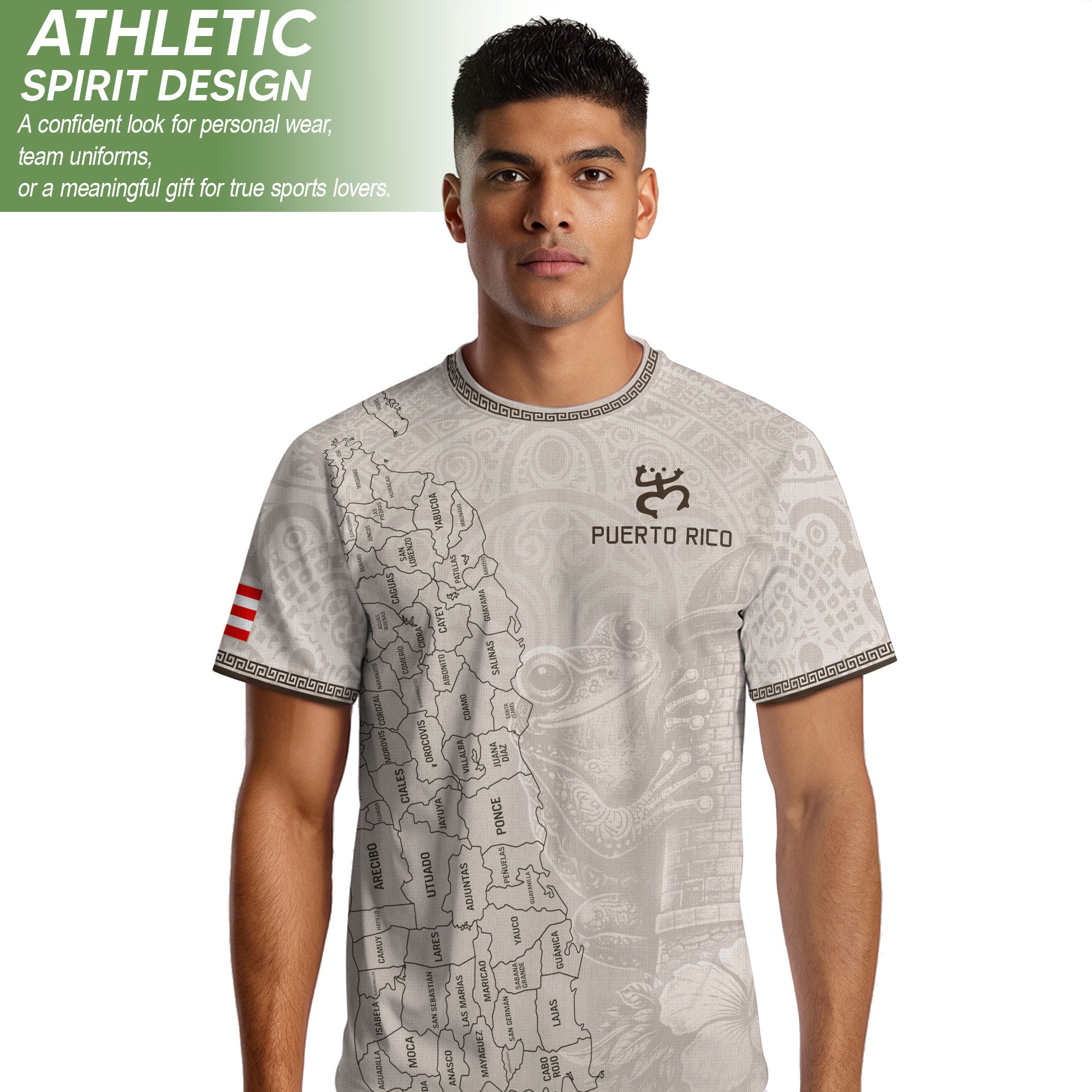 Camiseta de fútbol con máscara taína boricua azul marino de Puerto Rico, bandera tribal, orgullo nacional