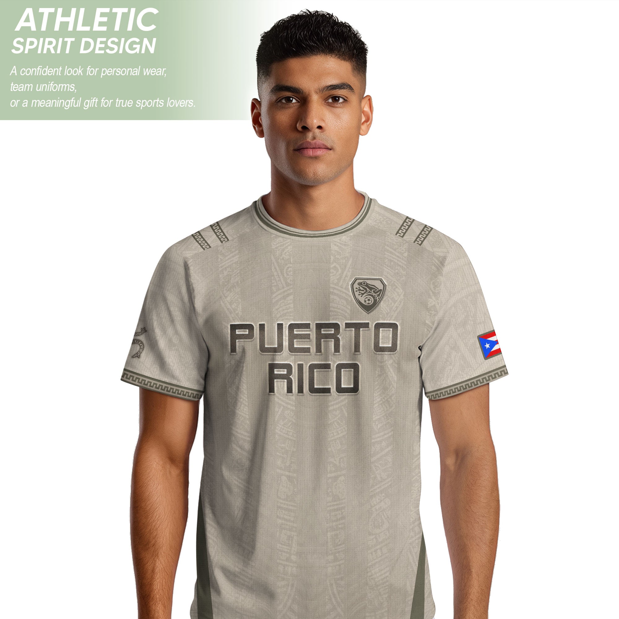 Beige Puerto Rico Soccer Jersey Taino Sun Sol de Jayuya Pattern Edition Football Shirt