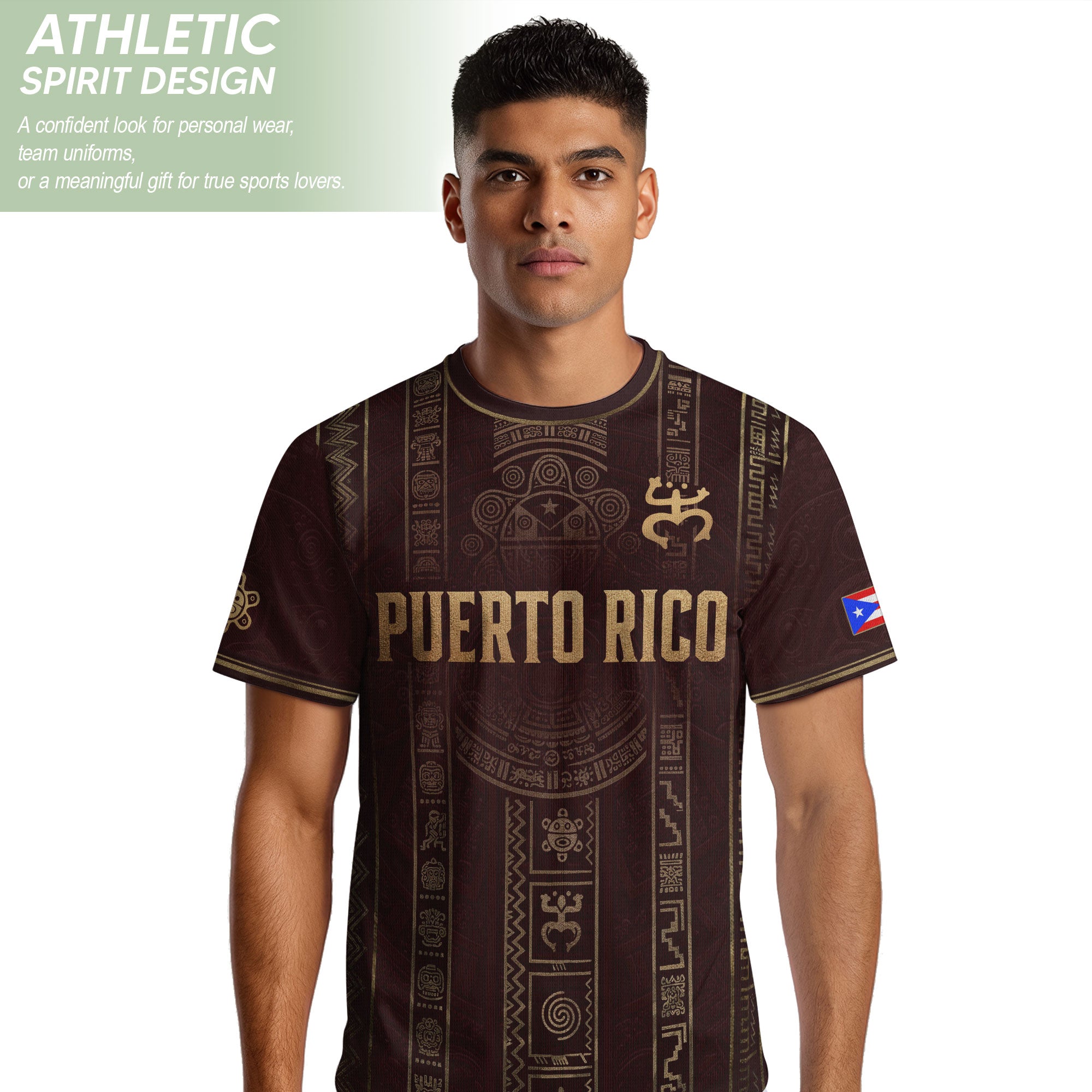 Puerto Rico Soccer Jersey Taino Heritage Maroon Gold Football Shirt Boricua Pride Gift