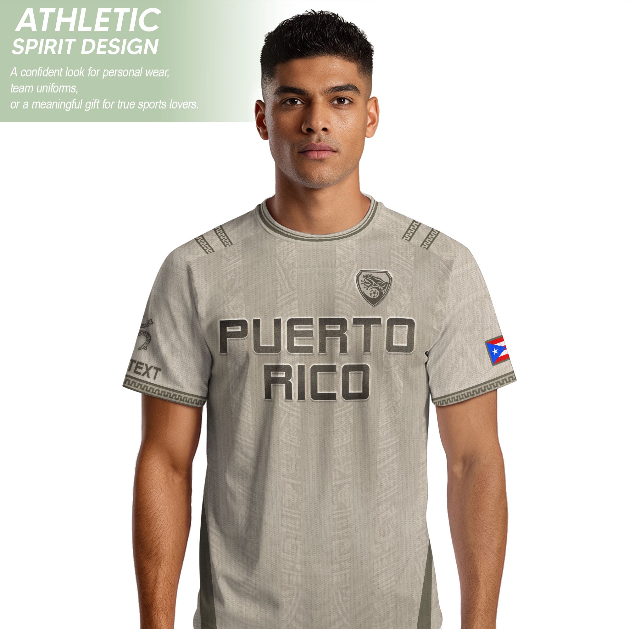 Camiseta de fútbol con máscara taína boricua azul marino de Puerto Rico, bandera tribal, orgullo nacional