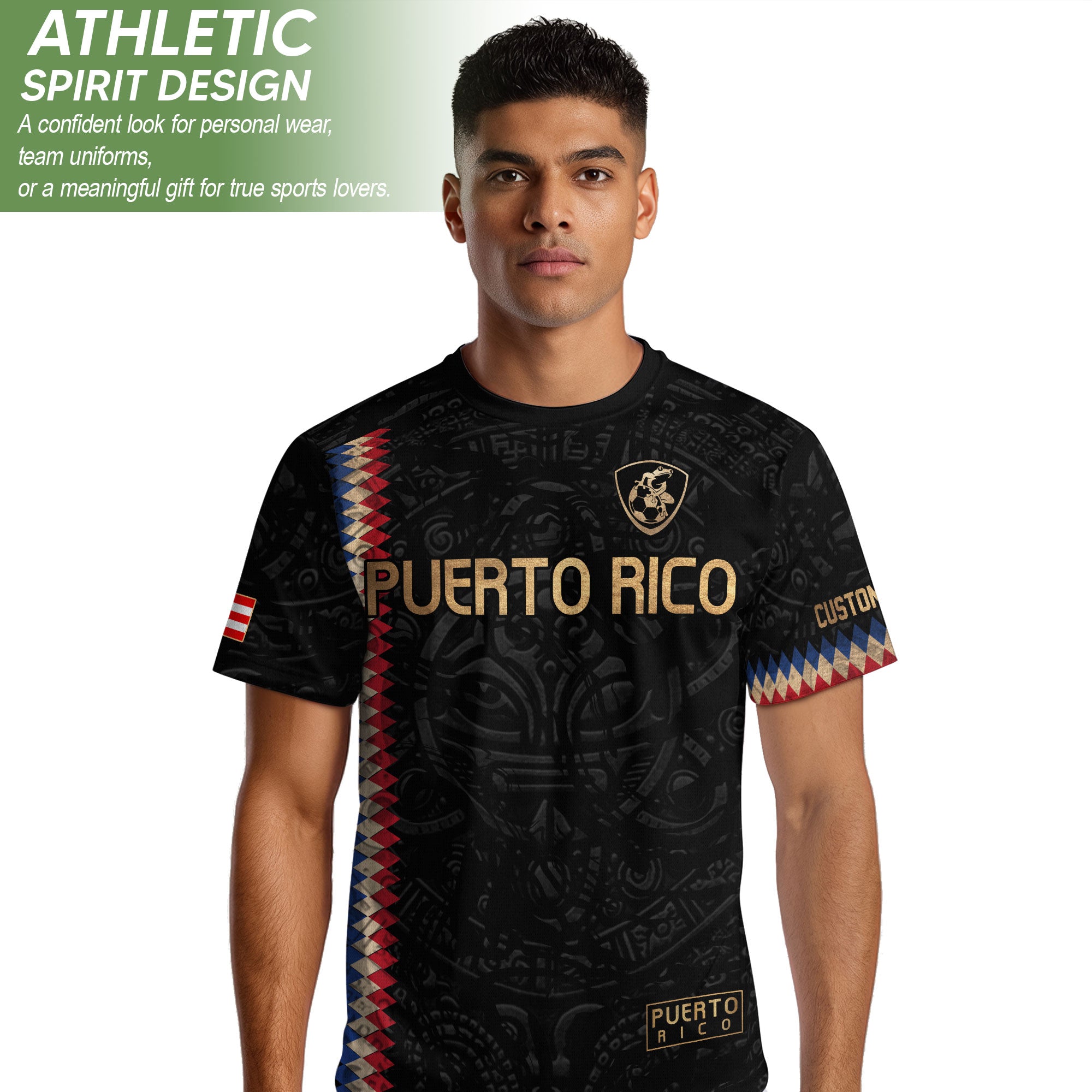 Custom Puerto Rico Soccer Jersey Black Gold – Puerto Rico Shirt, Puerto Rico Jerseys for Fans