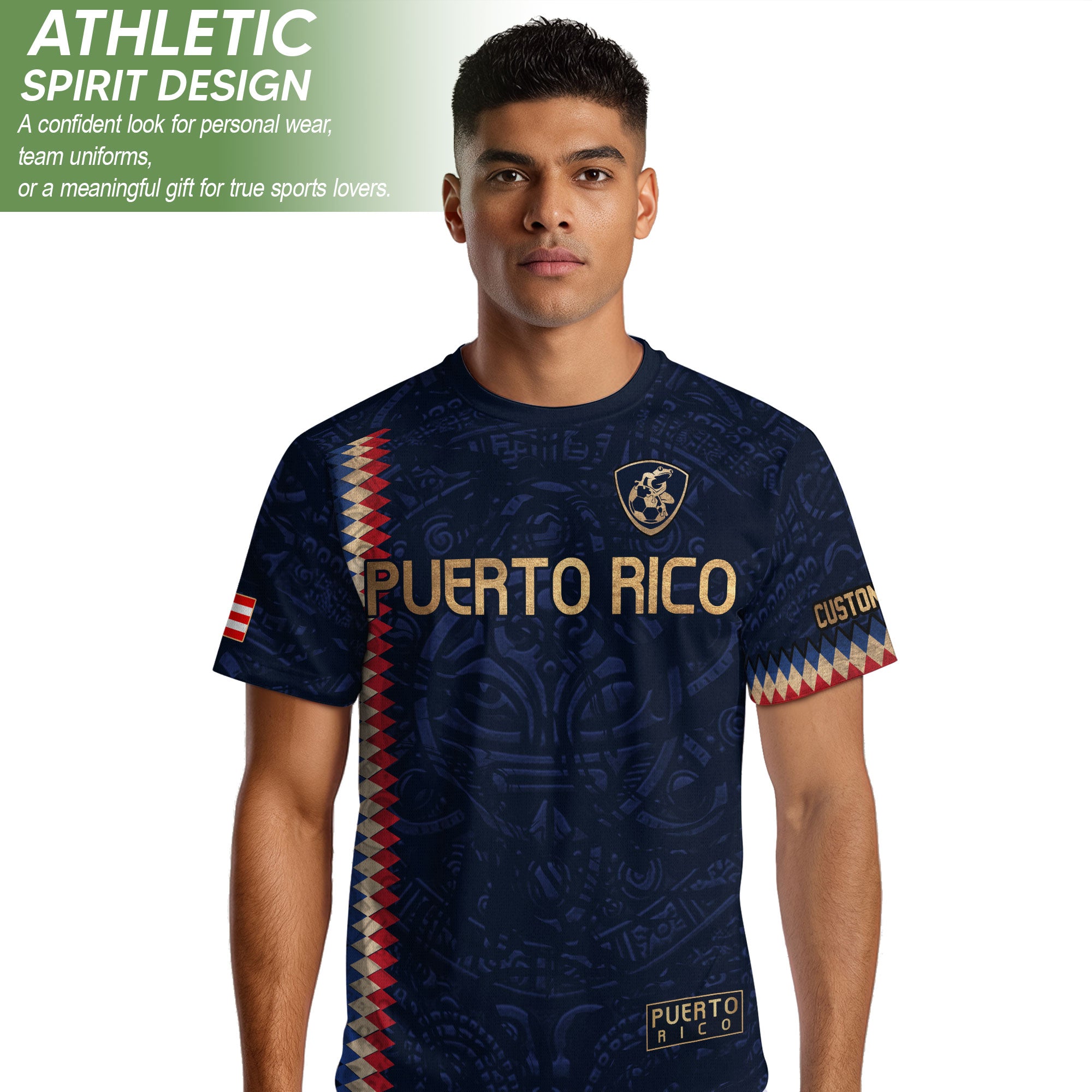 Custom Puerto Rico Soccer Jersey Navy Blue – Puerto Rican Jersey Men & Women, Puerto Rico Jerseys for Fans