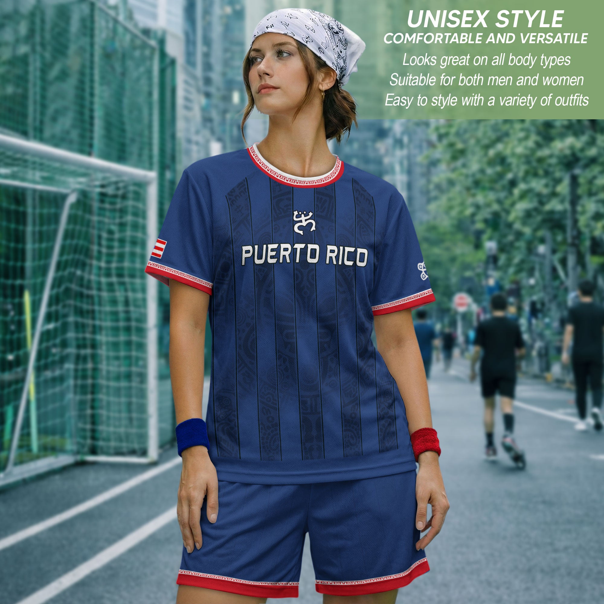 Puerto Rico Football Jersey Striped Navy Soccer Shirt Boricua Pride Gift Men