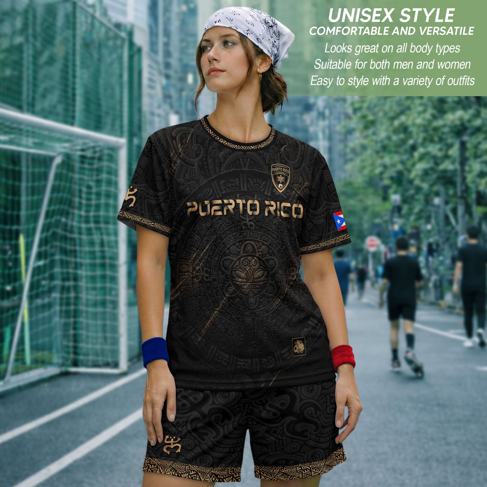 Puerto Rico Football Black Gold Shirt Taino Culture Gold Edition Soccer Jersey