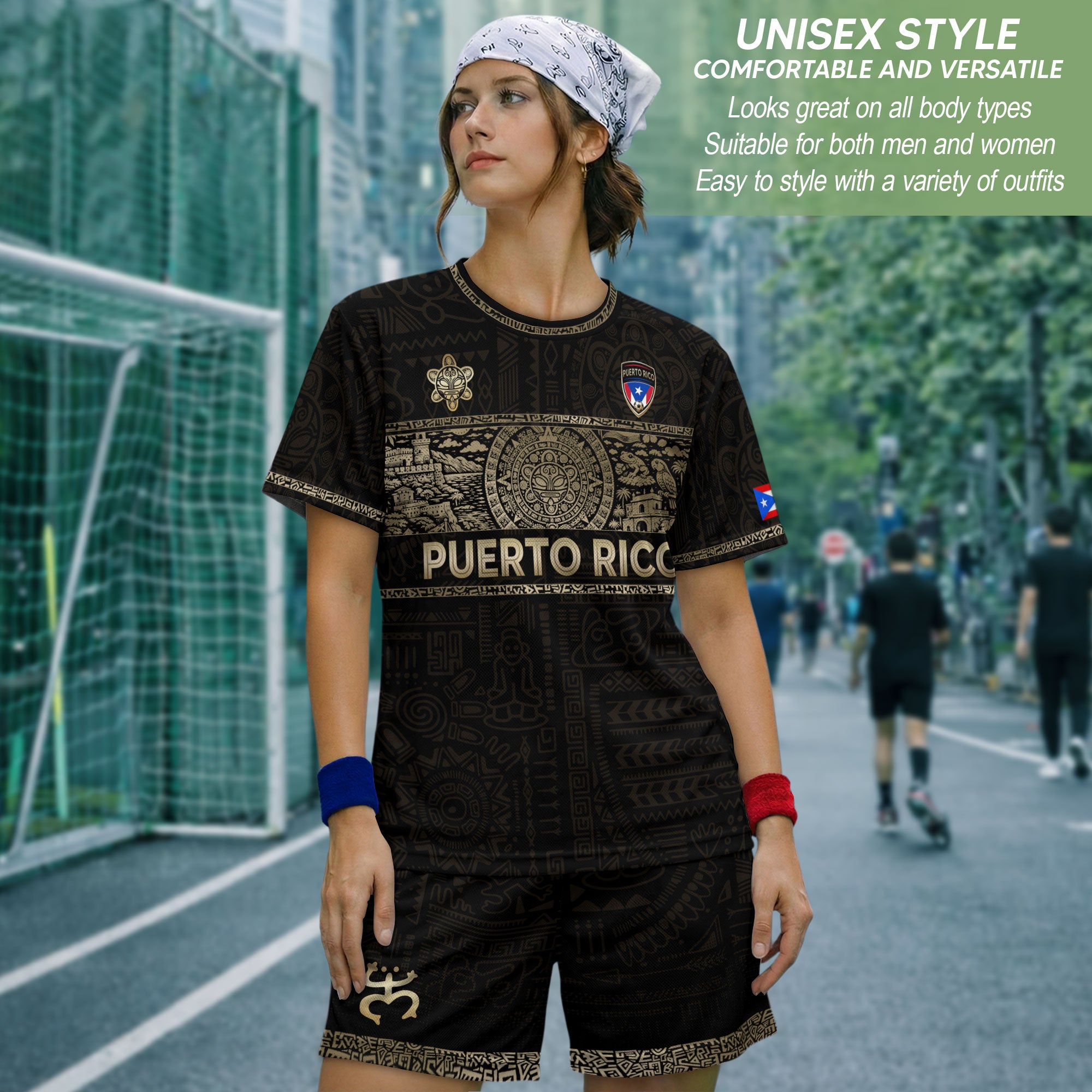 Puerto Rico Soccer Jersey - Black Taino Culture Heritage Gold Edition Football Shirt