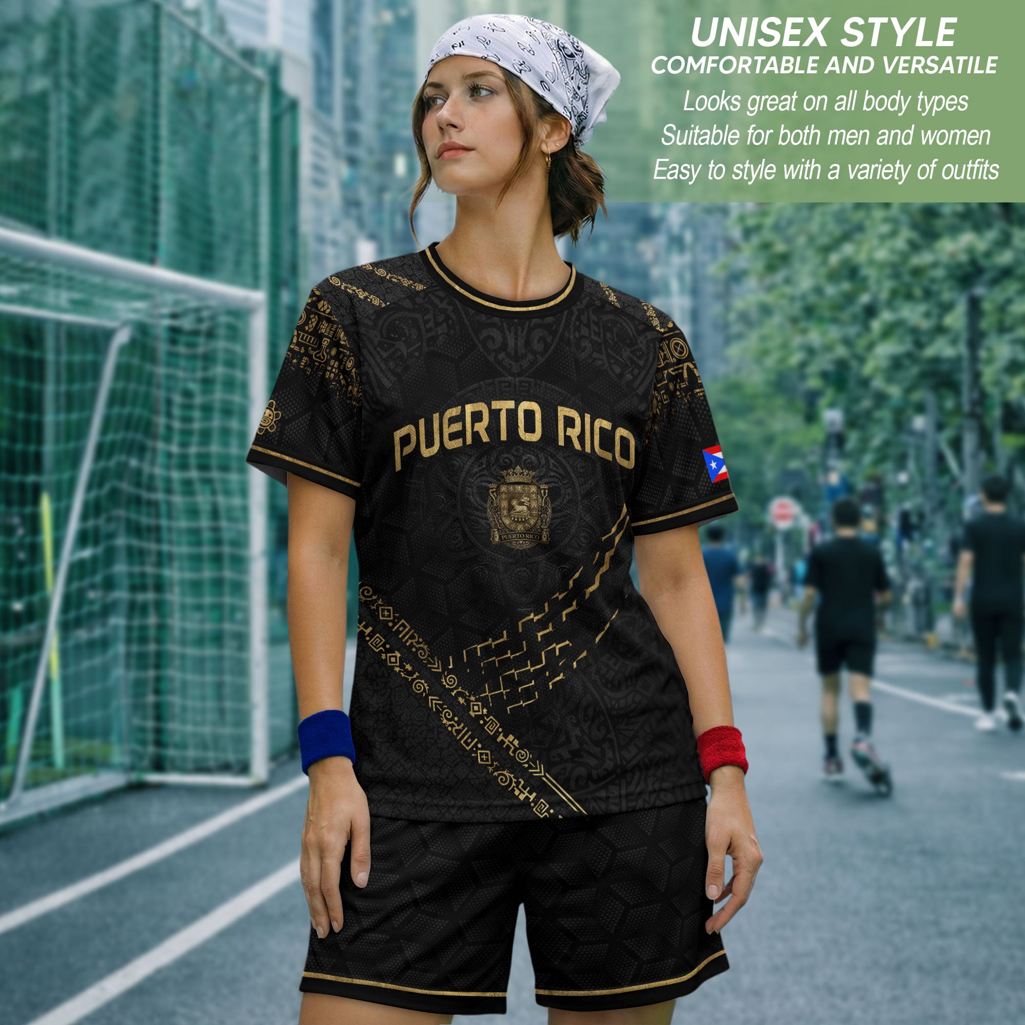 Puerto Rico Soccer Jersey - Elite Black Gold Taino Sun & Shield Heritage Jersey
