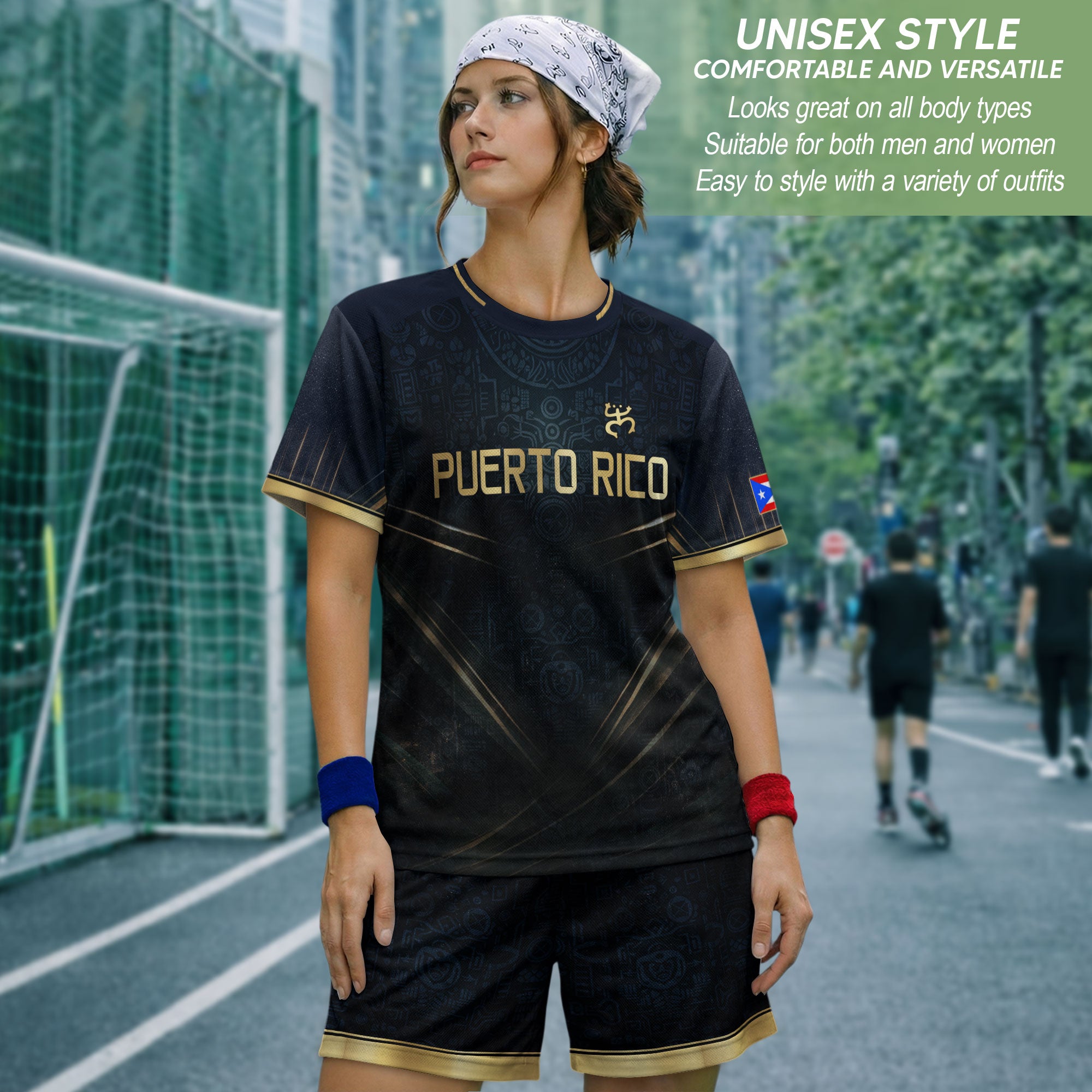 Puerto Rico Soccer Jersey - Elite Navy Gold V-Line Taino Heritage Sportswear