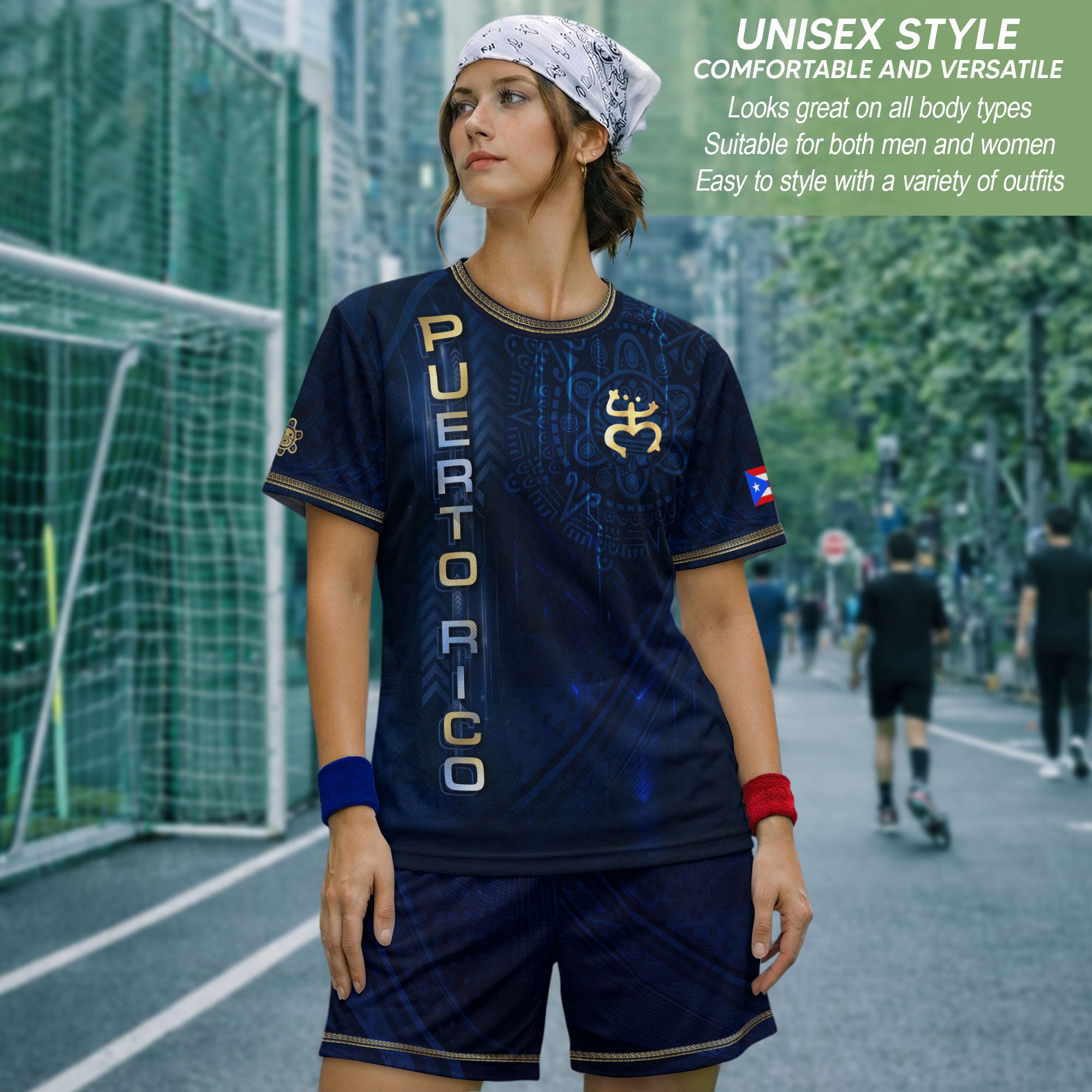 Puerto Rico Heritage Orgullo Boricua Navy Gold Detailed Island Map Coqui Soccer Jersey