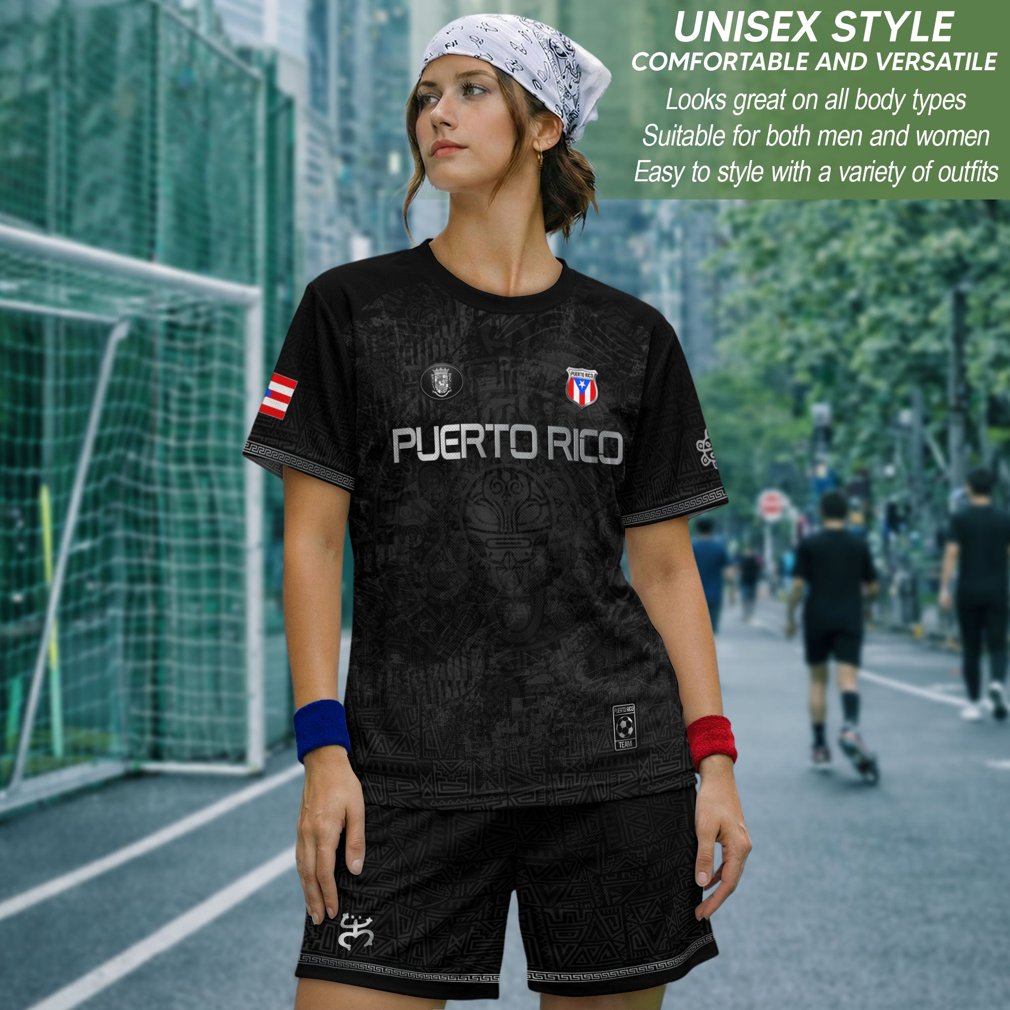 Black Puerto Rico Soccer Jersey Taino Tribal Design & Coqui Emblem Edition