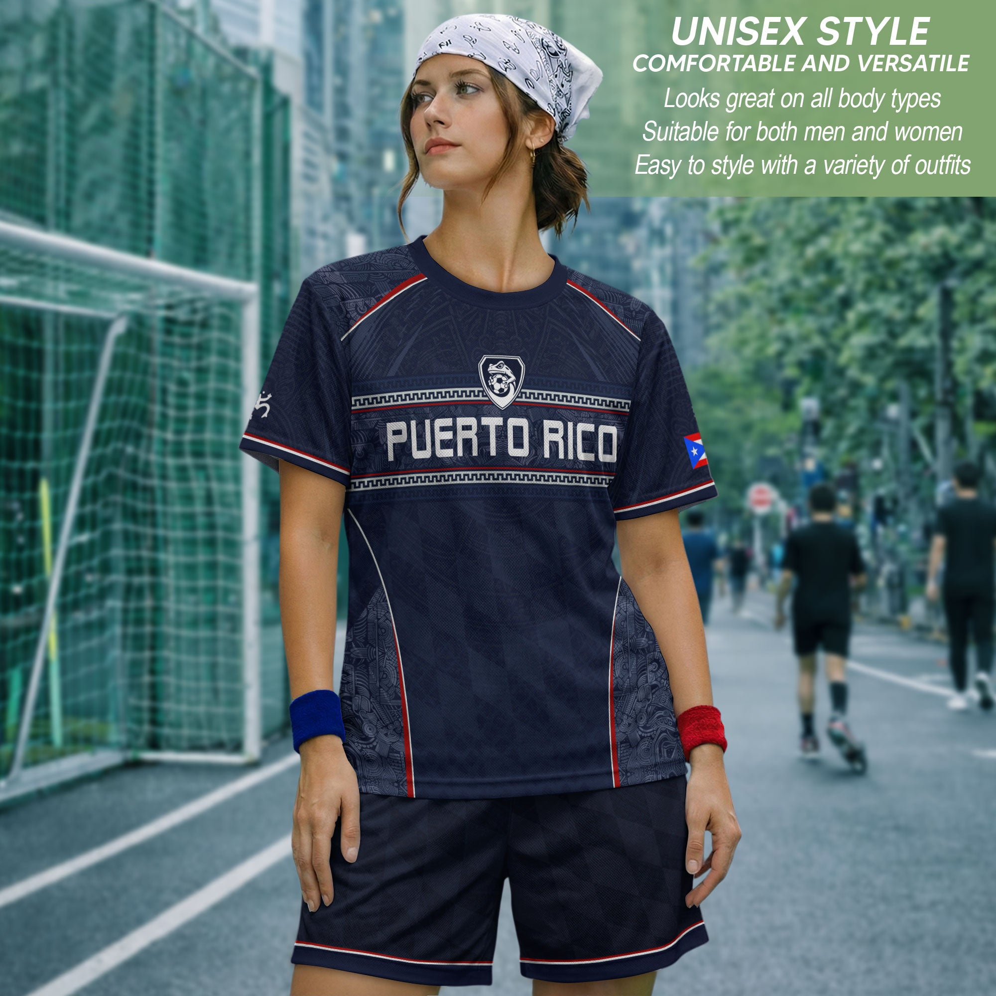 Puerto Rico Soccer Jersey - Modern Navy Taino Pattern Boricua Pride Athletic Fan Jersey