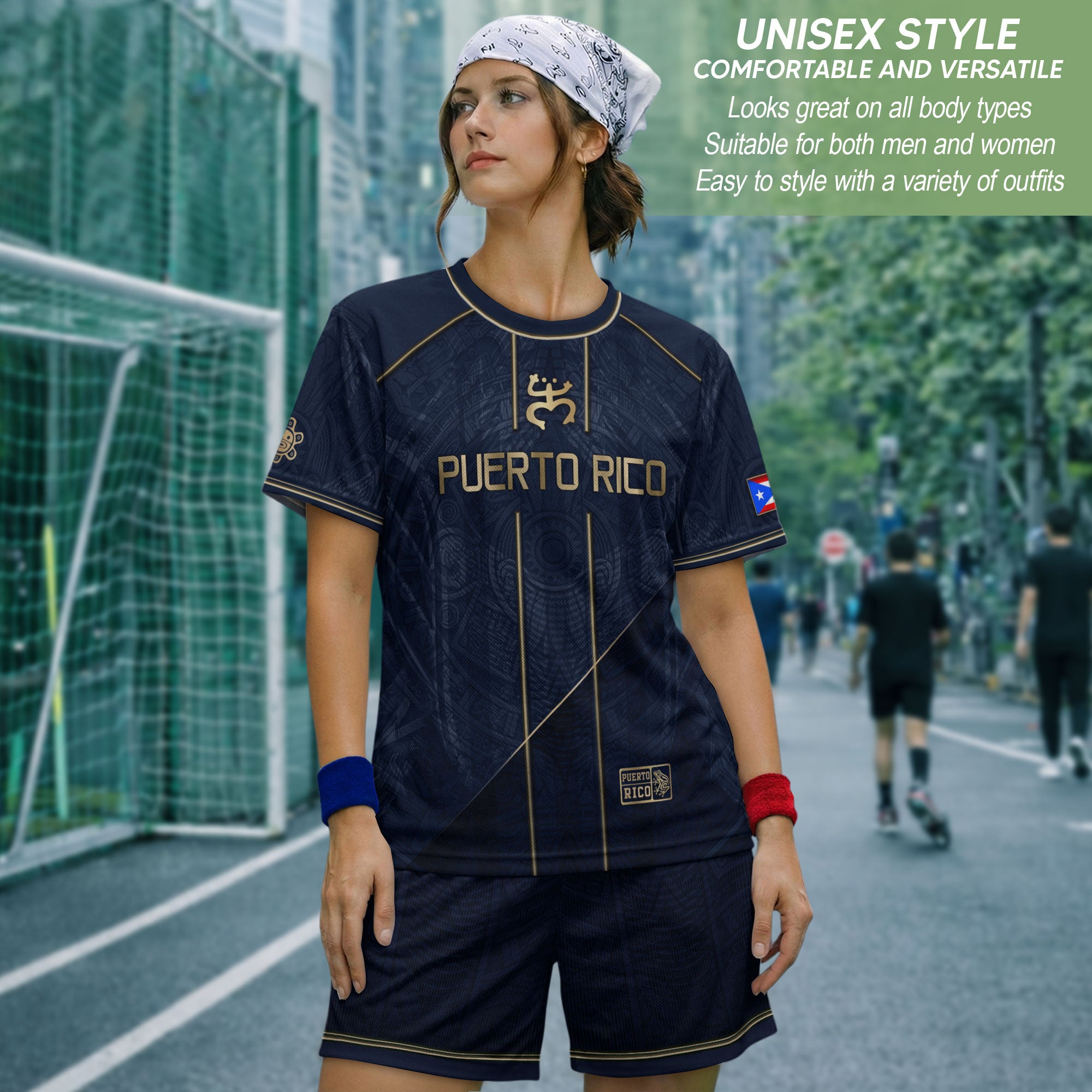 Puerto Rico Soccer Jersey - Elite Navy Gold Taino Pattern Boricua Pride Top