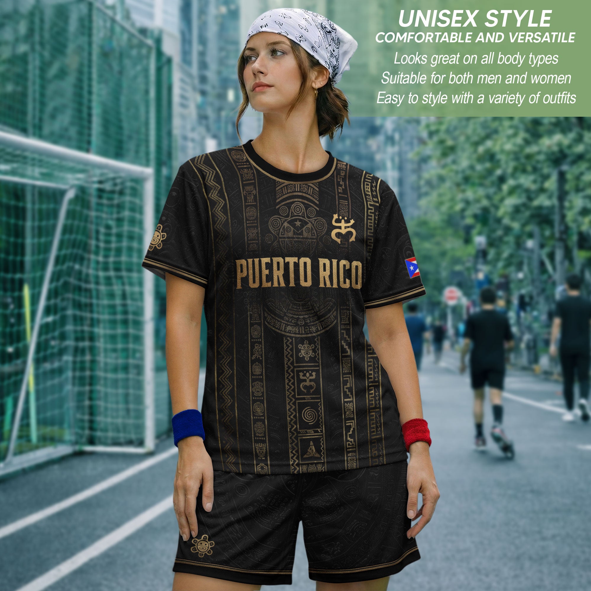 Black Puerto Rico Soccer Jersey Taino Heritage Petroglyph Football Shirt