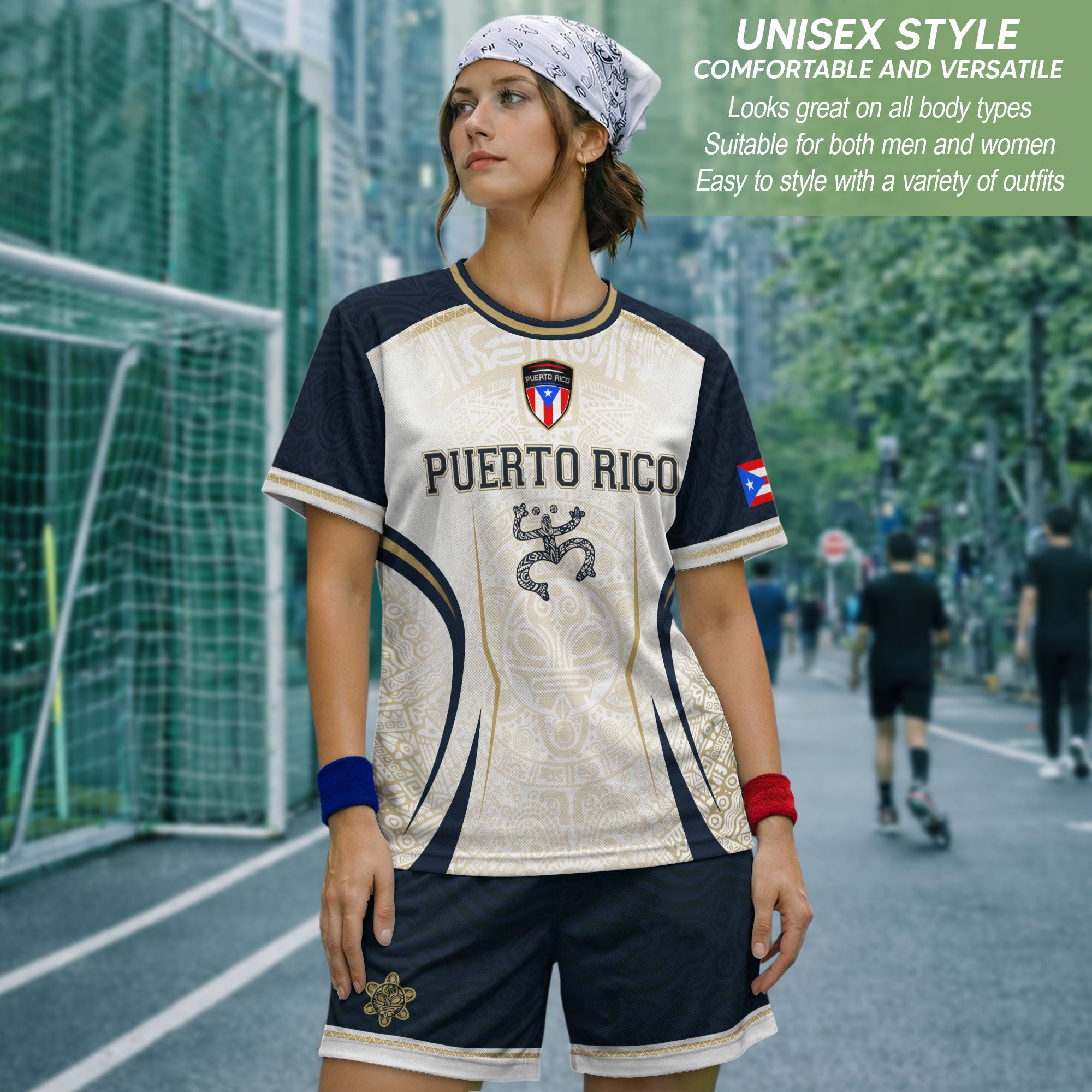Puerto Rico Soccer Jersey Navy White Taino Coqui Flag PR Football Shirt Heritage
