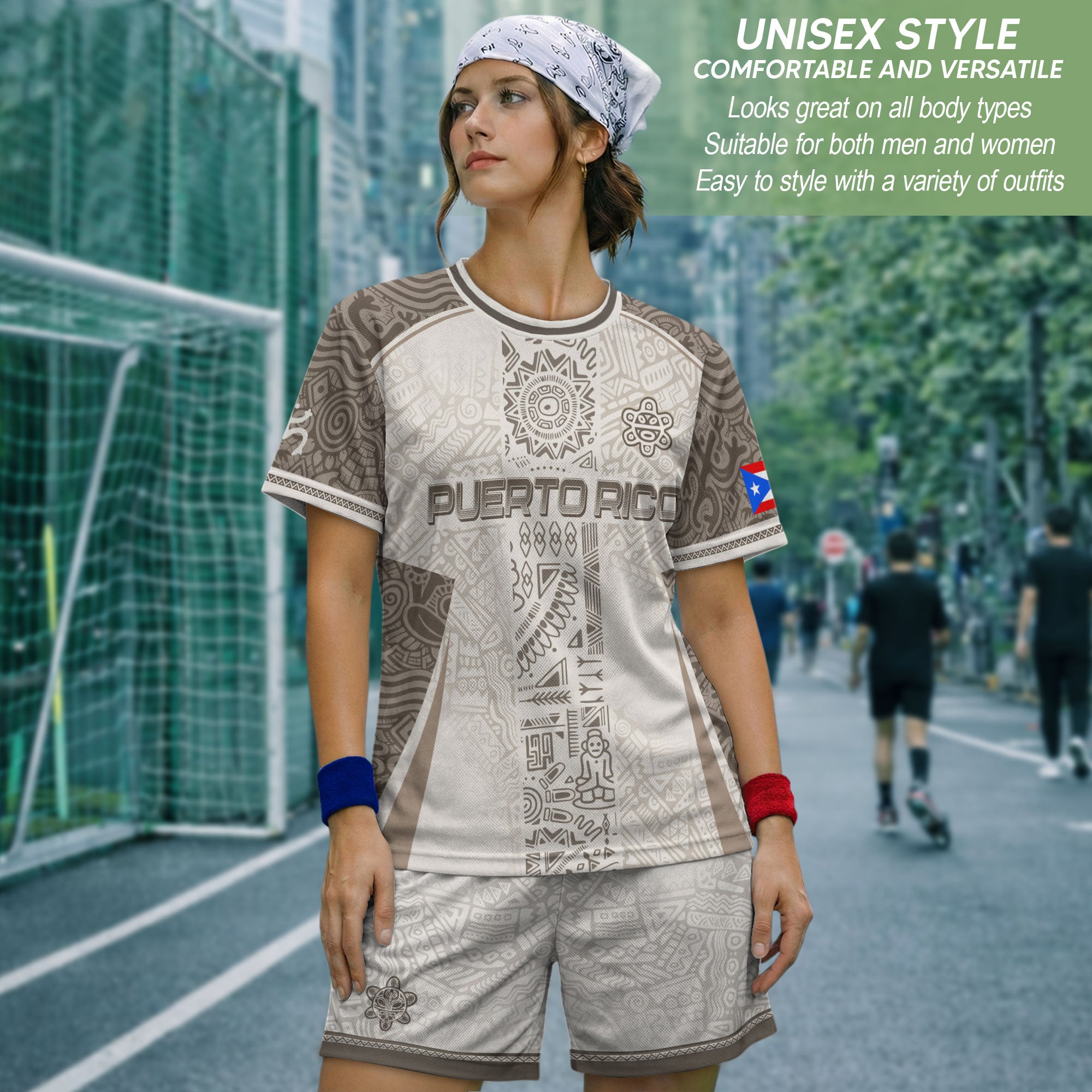 Puerto Rico White Soccer Jersey Tribal Pattern Boricua Pride Football Shirt Unisex