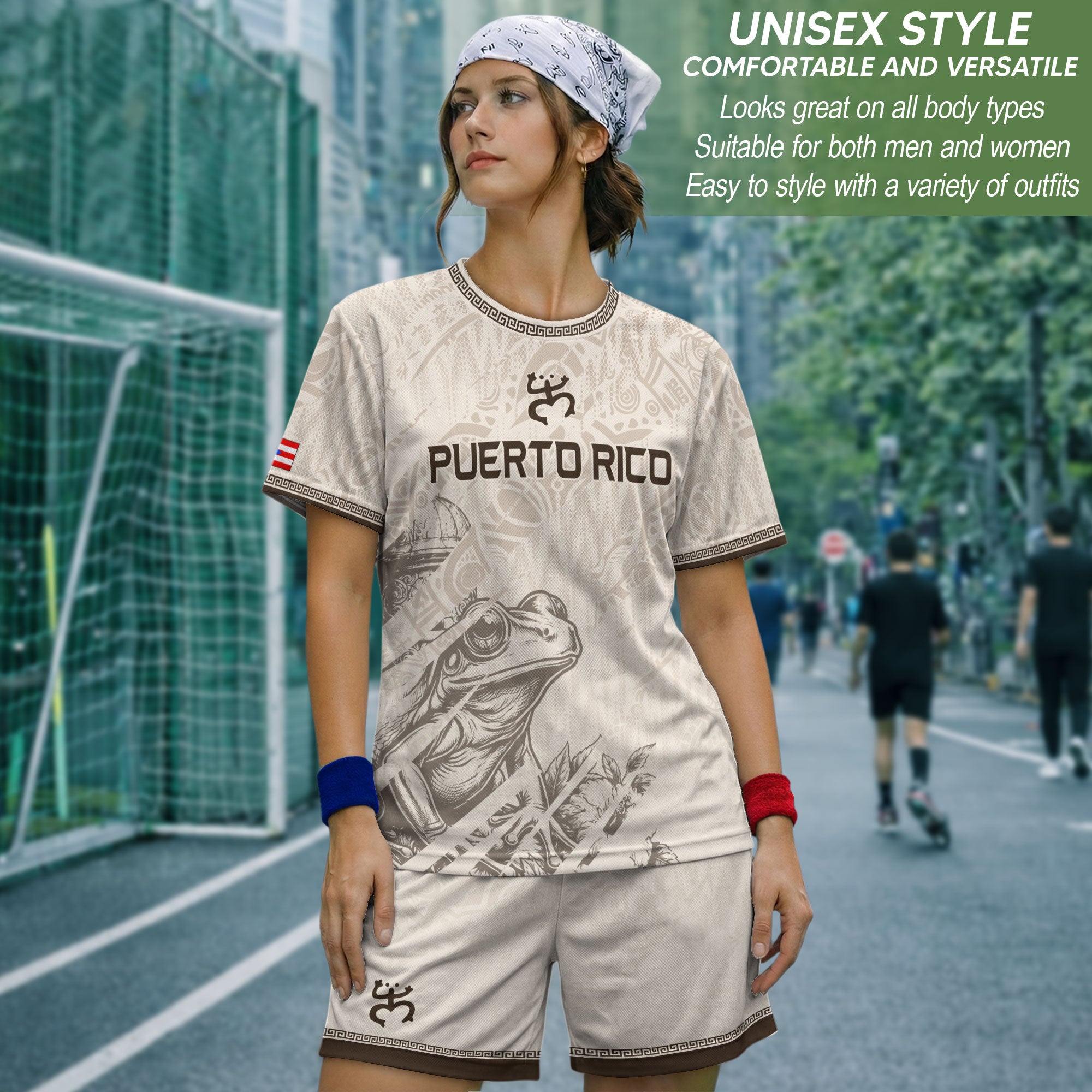 Puerto Rico Soccer Jersey Beige Taino Turtle El Morro Fortress Coqui Frog Shirt