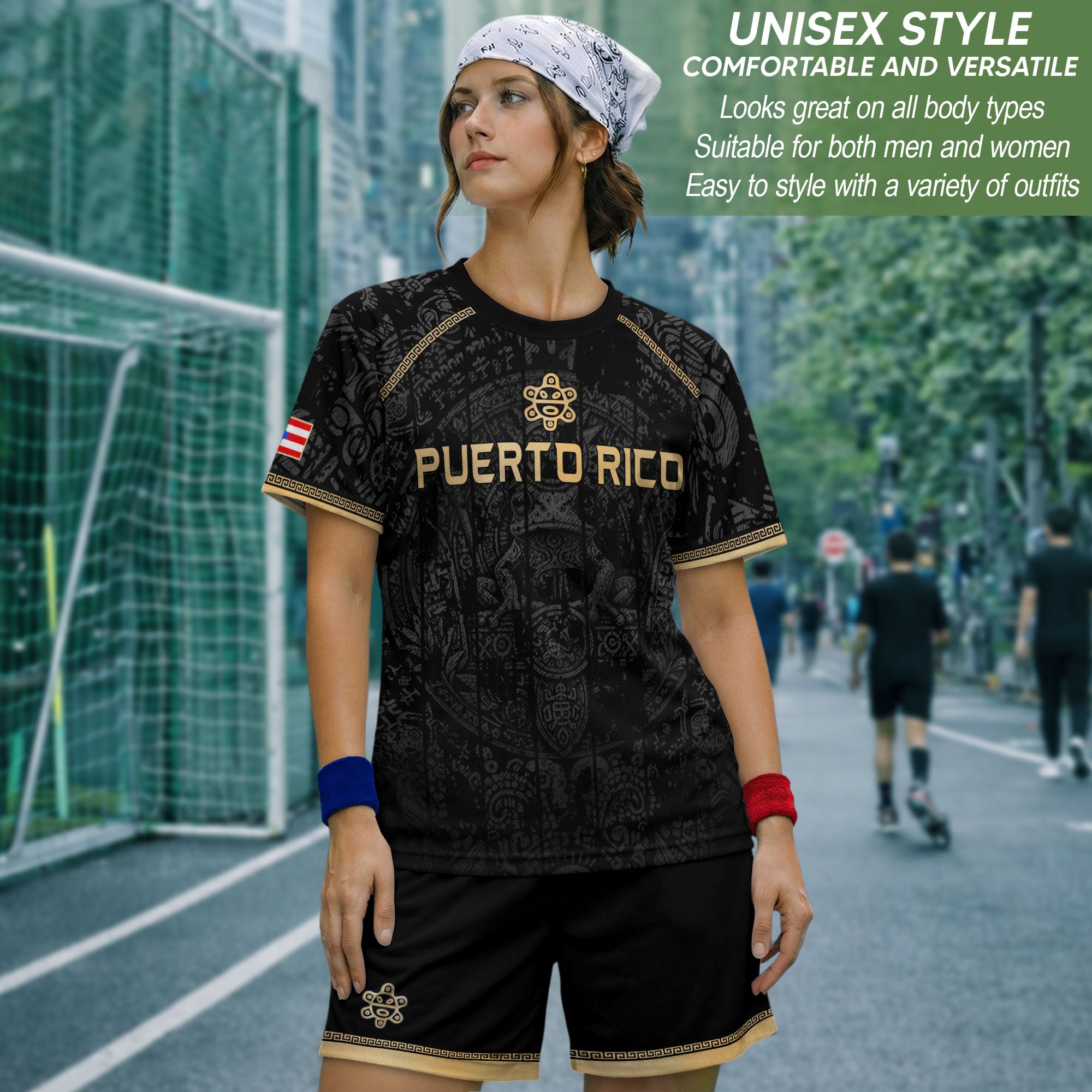 Puerto Rico Soccer Jersey Taino Turtle Coqui Frog Gold Graphic Tee Black Heritage