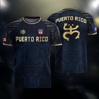 Coqui Frog Navy Gold Puerto Rico Soccer Jersey for Men and Women, Taino Sun National Heritage, Puerto Rico Jersey and Puerto Rico Shirt, Northryn Co.
