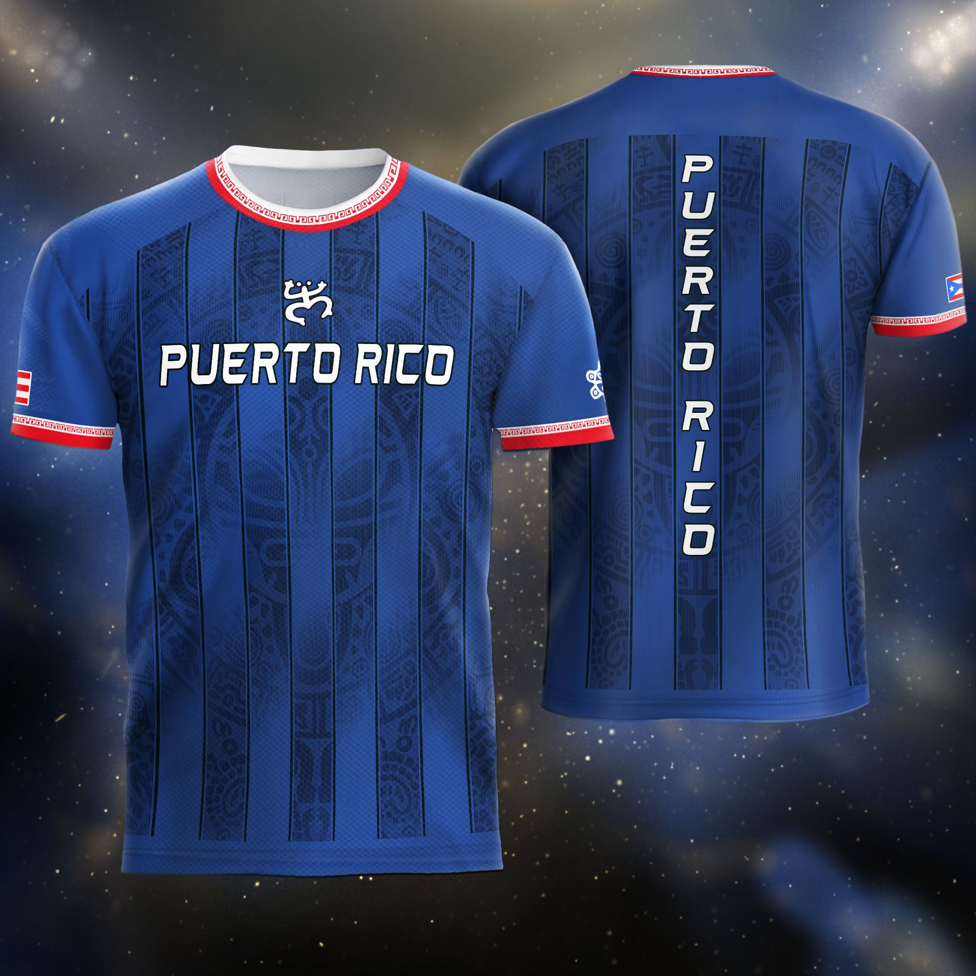 Puerto Rico Football Jersey Striped Navy Soccer Shirt Boricua Pride Gift Men