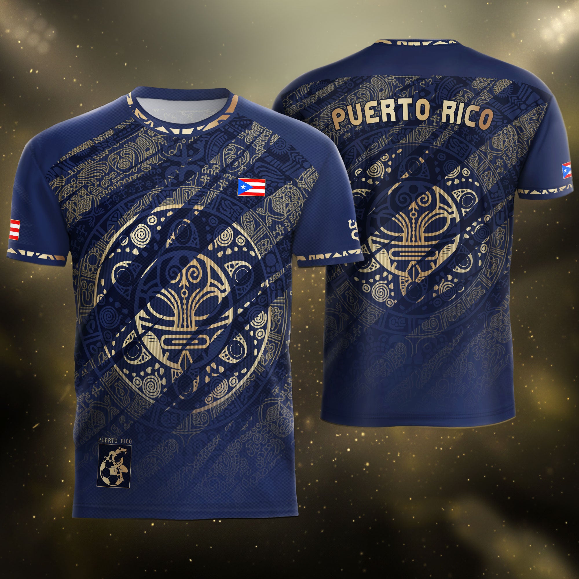 Puerto Rico Soccer Jersey Taino Sun Navy Gold Football Shirt Boricua Apparel Men Gift