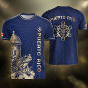 Puerto Rico Soccer Jersey with El Morro for Men and Women, Garita Coqui Frog Navy Gold Boricua, Puerto Rico Shirt and Puerto Rico Jersey, Northryn Co.