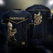 Puerto Rico Soccer Jersey in Navy Gold for Men and Women, Coqui Frog Garita Taino Sun National, Puerto Rico Shirt and Puerto Rico Jersey, Northryn Co.