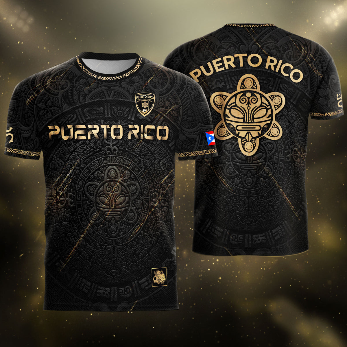 Puerto Rico Football Black Gold Shirt Taino Culture Gold Edition Soccer Jersey
