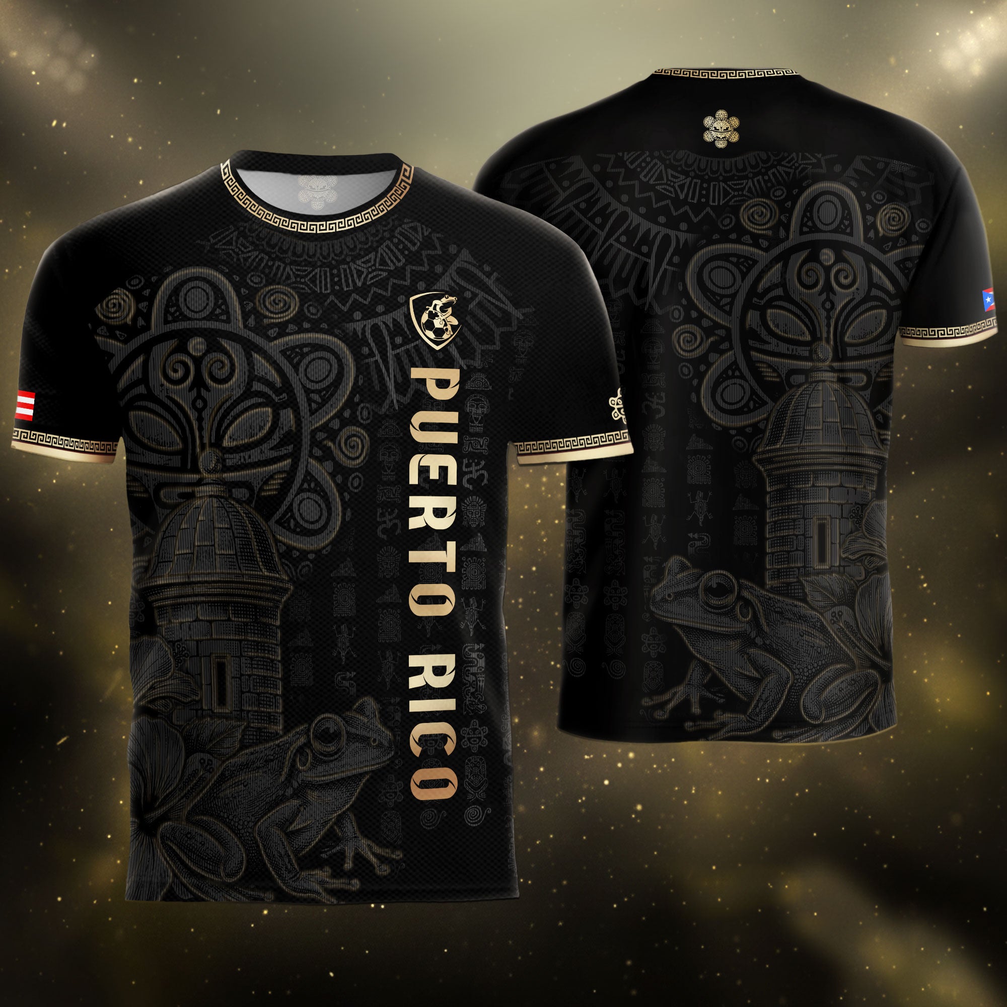 Black Gold Puerto Rico Jersey Men Puerto Rican Soccer Jersey for Men Puerto Rico Soccer Shirt Mens