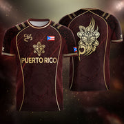 Puerto Rico Soccer Jersey in Maroon Taino for Men and Women, Art Coqui Frog Boricua Pride, Top Puerto Rico Shirt and Puerto Rico Jersey, Northryn Co.