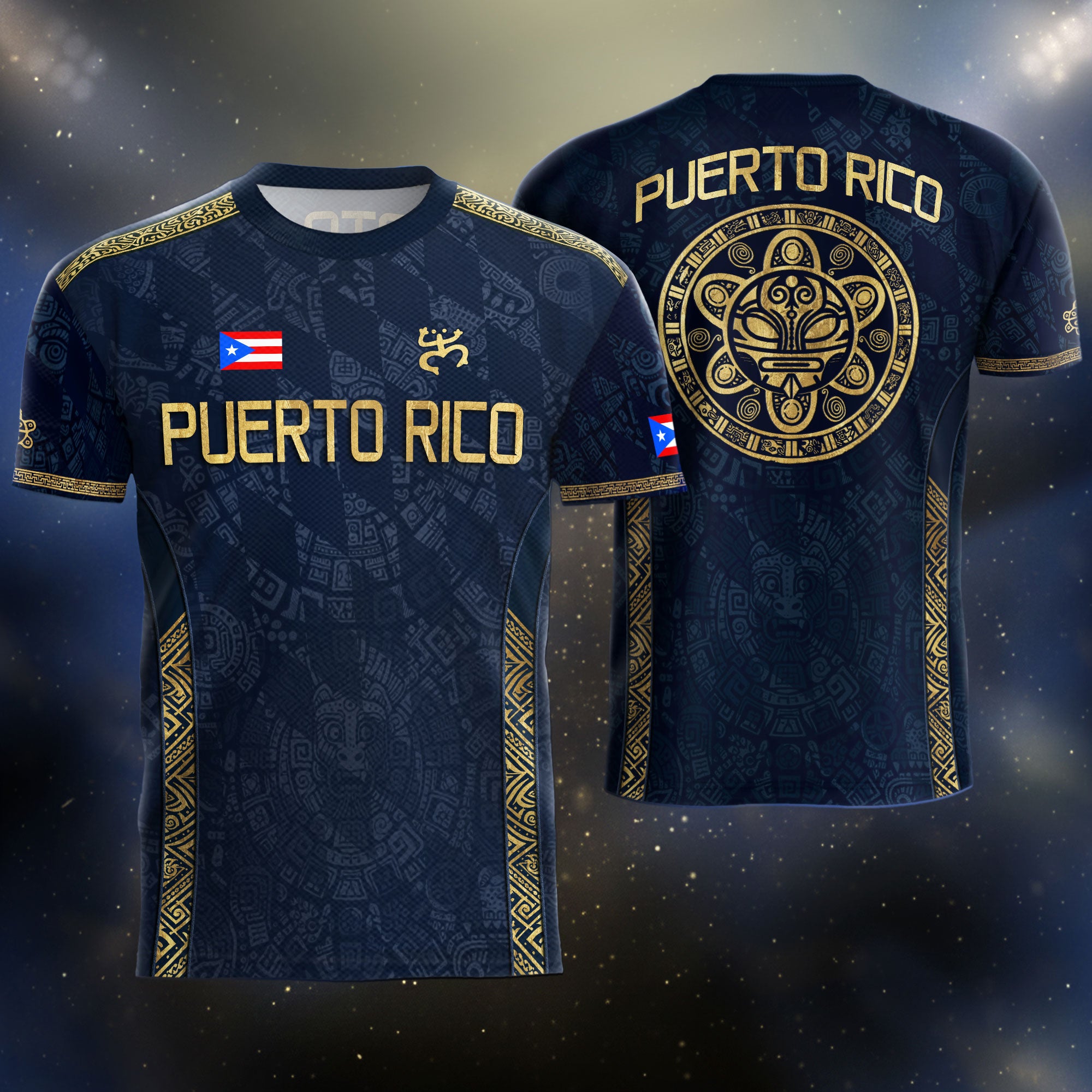 Puerto Rico Soccer Jersey - Taino Coqui Frog Navy Gold Boricua Pride Sportswear