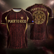 Taino Symbol Maroon Gold Puerto Rico Soccer Jersey for Men and Women, Elite Edition Training, Puerto Rico Shirt and Puerto Rico Jersey, Northryn Co.