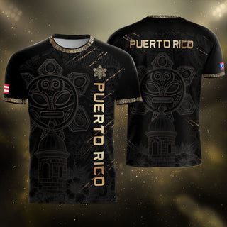 Taino Art Black Gold Puerto Rico Soccer Jersey for Men and Women, Patriotic, Trending Puerto Rico Shirt with Puerto Rico Jersey Appeal, Northryn Co.