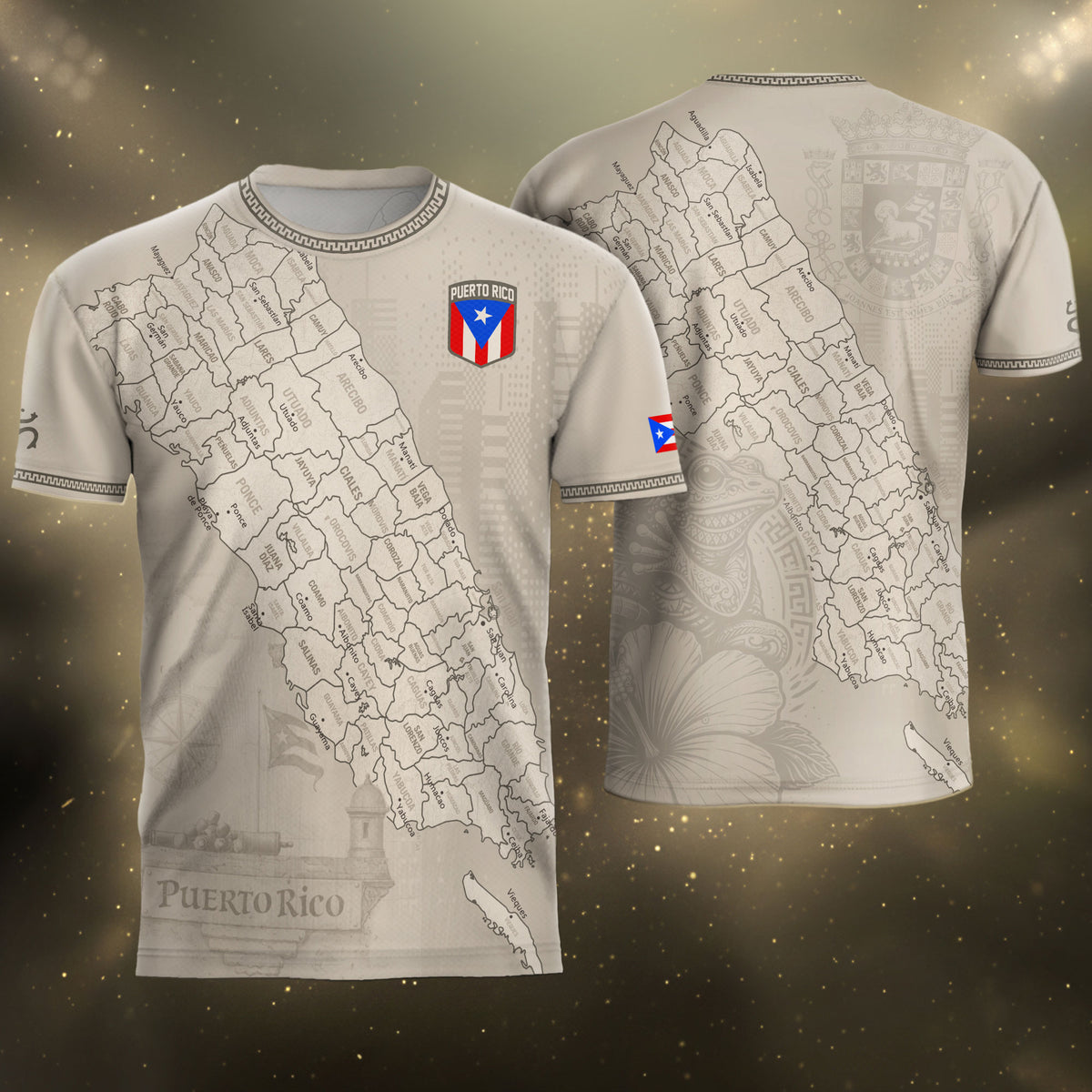 Puerto Rico Heritage Orgullo Boricua Beige Detailed Island Map Culture Soccer Jersey