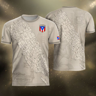 Heritage Orgullo Beige Puerto Rico Soccer Jersey for Men and Women, Detailed Island Map Culture, Puerto Rico Jersey, Puerto Rico Shirt, Northryn Co.
