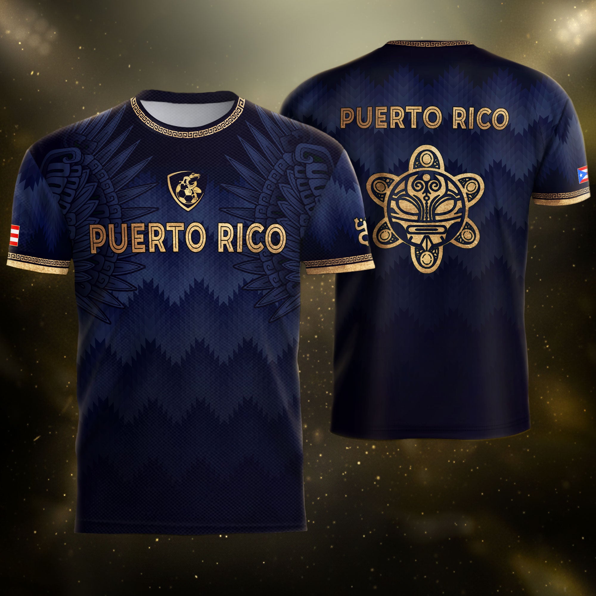 Navy Gold Puerto Rico Soccer Jersey for Men Puerto Rican Jersey Men Puerto Rico Jersey Mens Soccer Shirt