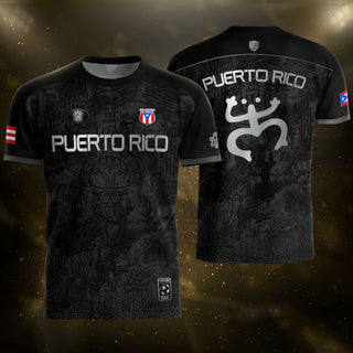 Puerto Rico Soccer Jersey for Men and Women, Black Taino Tribal Design & Coqui Emblem Edition, Puerto Rico Jersey and Puerto Rico Shirt, Northryn Co.