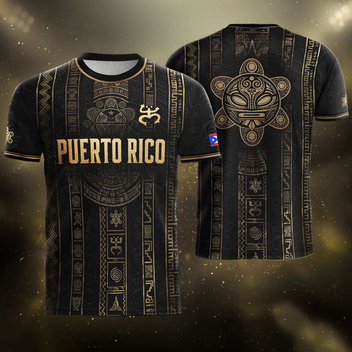 Black Puerto Rico Soccer Jersey Taino Heritage Petroglyph Football Shirt