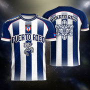 Puerto Rico Soccer Jersey in Blue White for Men and Women, Striped Boricua, Trending Puerto Rico Shirt with Puerto Rico Jersey Appeal, Northryn Co.