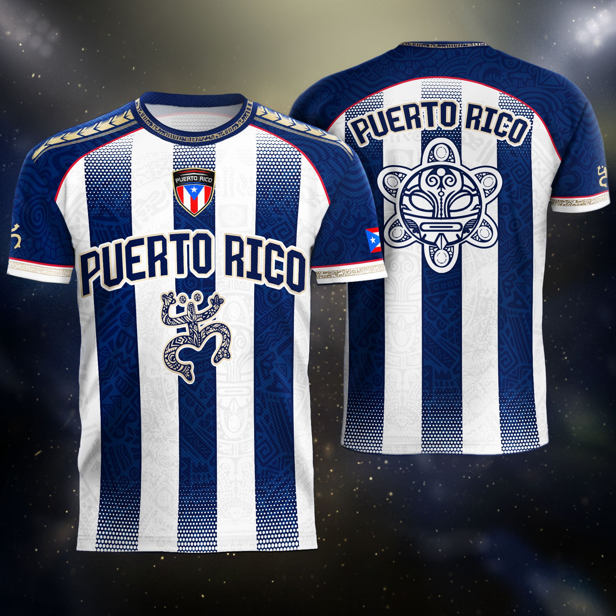 Puerto Rico Soccer Jersey Shirt Blue White Striped Boricua Football Fan Jersey Unisex
