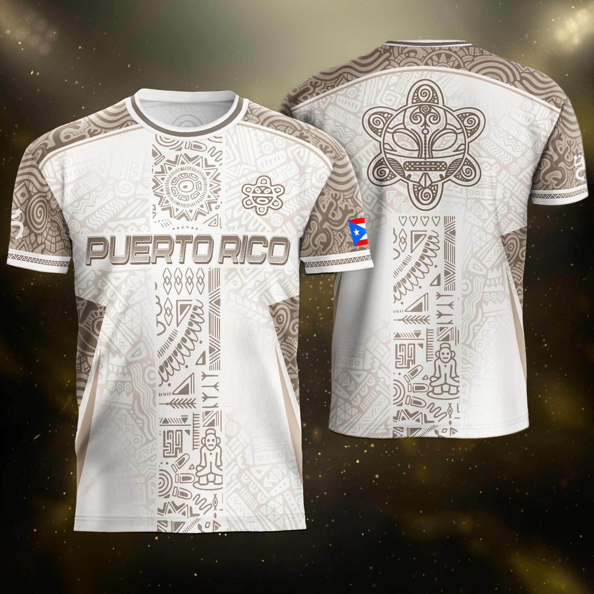Puerto Rico White Soccer Jersey Tribal Pattern Boricua Pride Football Shirt Unisex