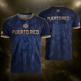 Puerto Rico Soccer Jersey for Men and Women, Navy Gold Virgin Mary Catholic Faith Taino Symbols, Puerto Rico Shirt, Puerto Rico Jersey, Northryn Co.
