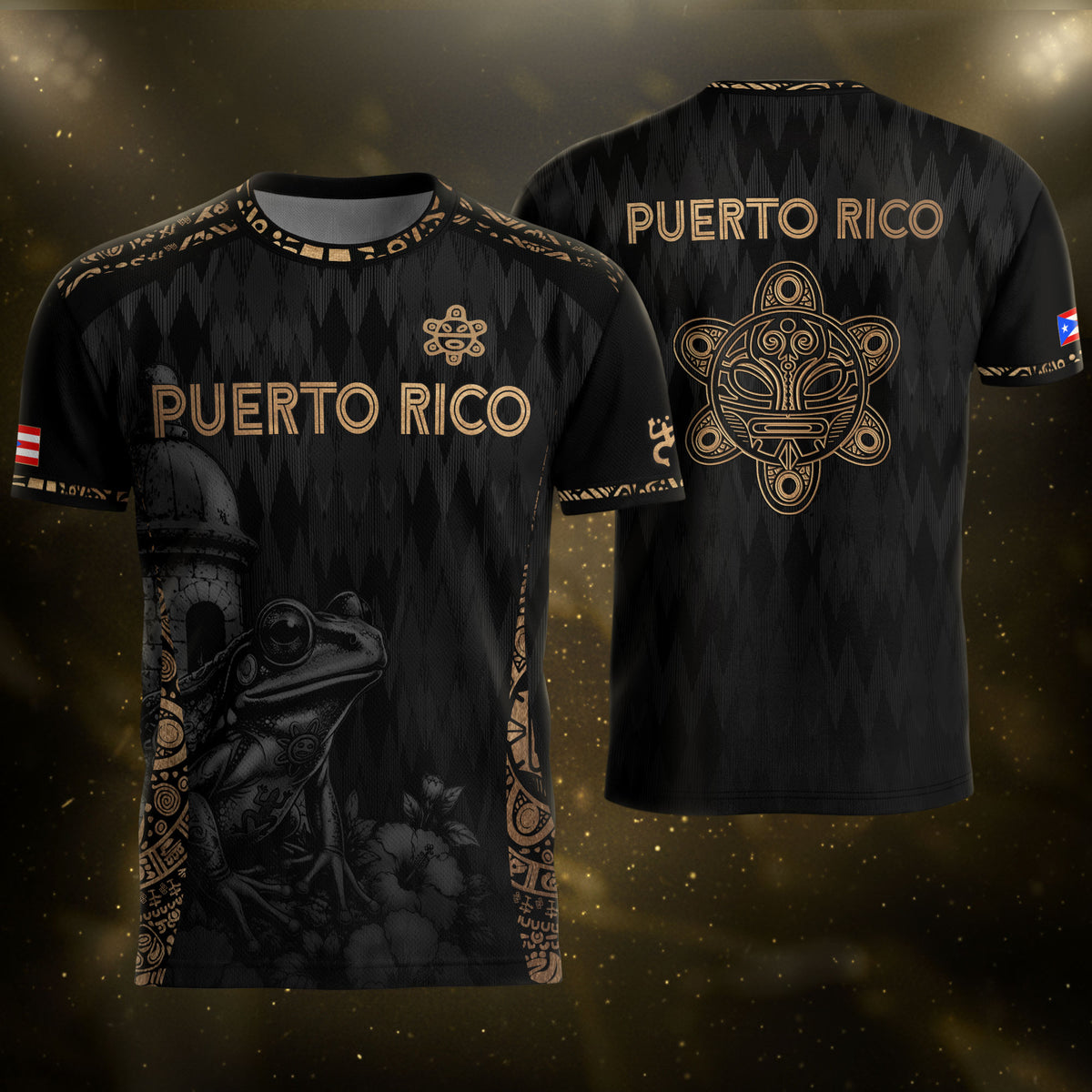 Camiseta de fútbol con máscara taína boricua azul marino de Puerto Rico, bandera tribal, orgullo nacional