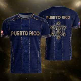 Puerto Rico Soccer Jersey with Taino Turtle for Men and Women, Tribal Navy Boricua, Bold Puerto Rico Shirt for Puerto Rico Jersey Looks, Northryn Co.
