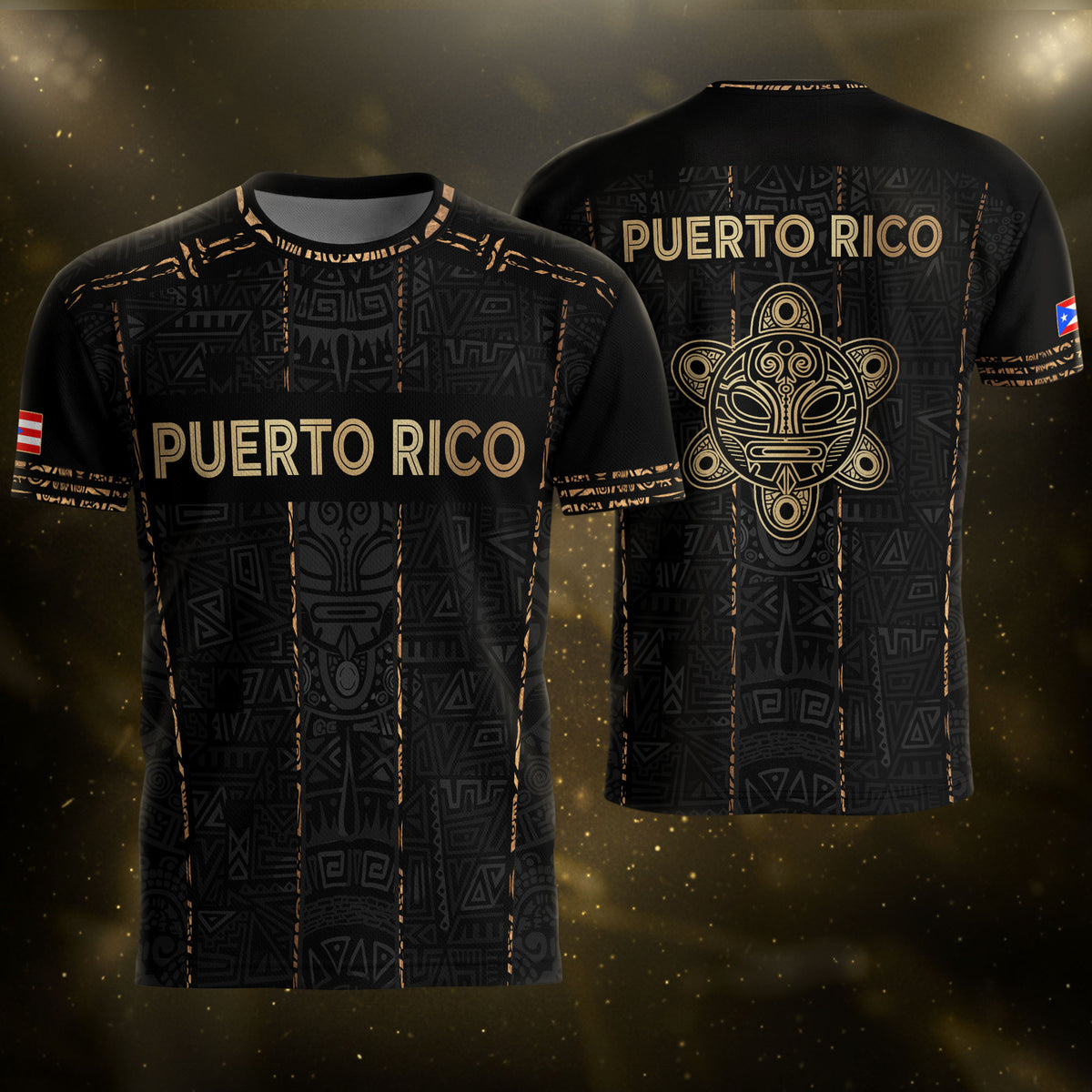 Camiseta de fútbol con máscara taína boricua azul marino de Puerto Rico, bandera tribal, orgullo nacional