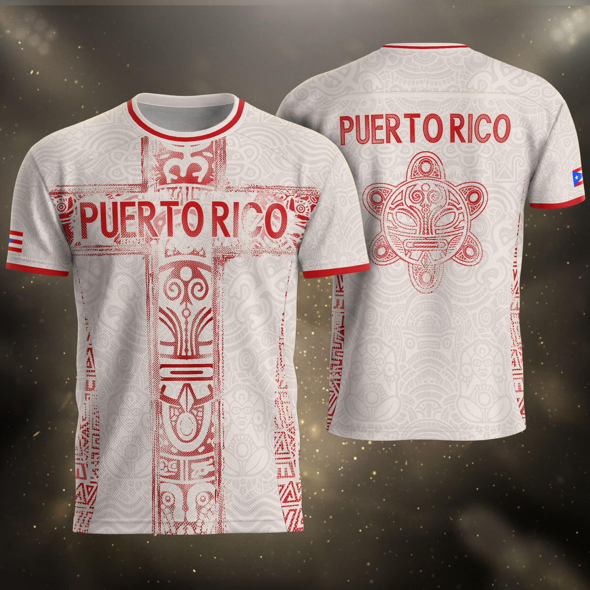 Camiseta de fútbol con máscara taína boricua azul marino de Puerto Rico, bandera tribal, orgullo nacional