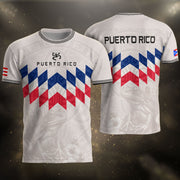 Geometric Coqui Beige Red Puerto Rico Soccer Jersey for Men and Women, Blue Tribal Pride Apparel, Puerto Rico Jersey, Puerto Rico Shirt, Northryn Co.