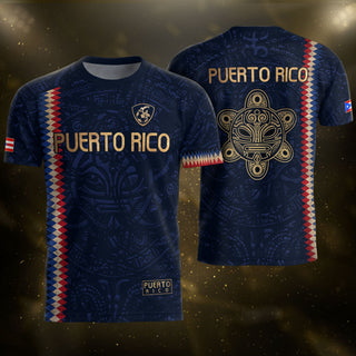 Taino Turtle Navy Gold Puerto Rico Soccer Jersey for Men and Women, Chevron Pride, Best Puerto Rico Jersey with Puerto Rico Shirt Style, Northryn Co.