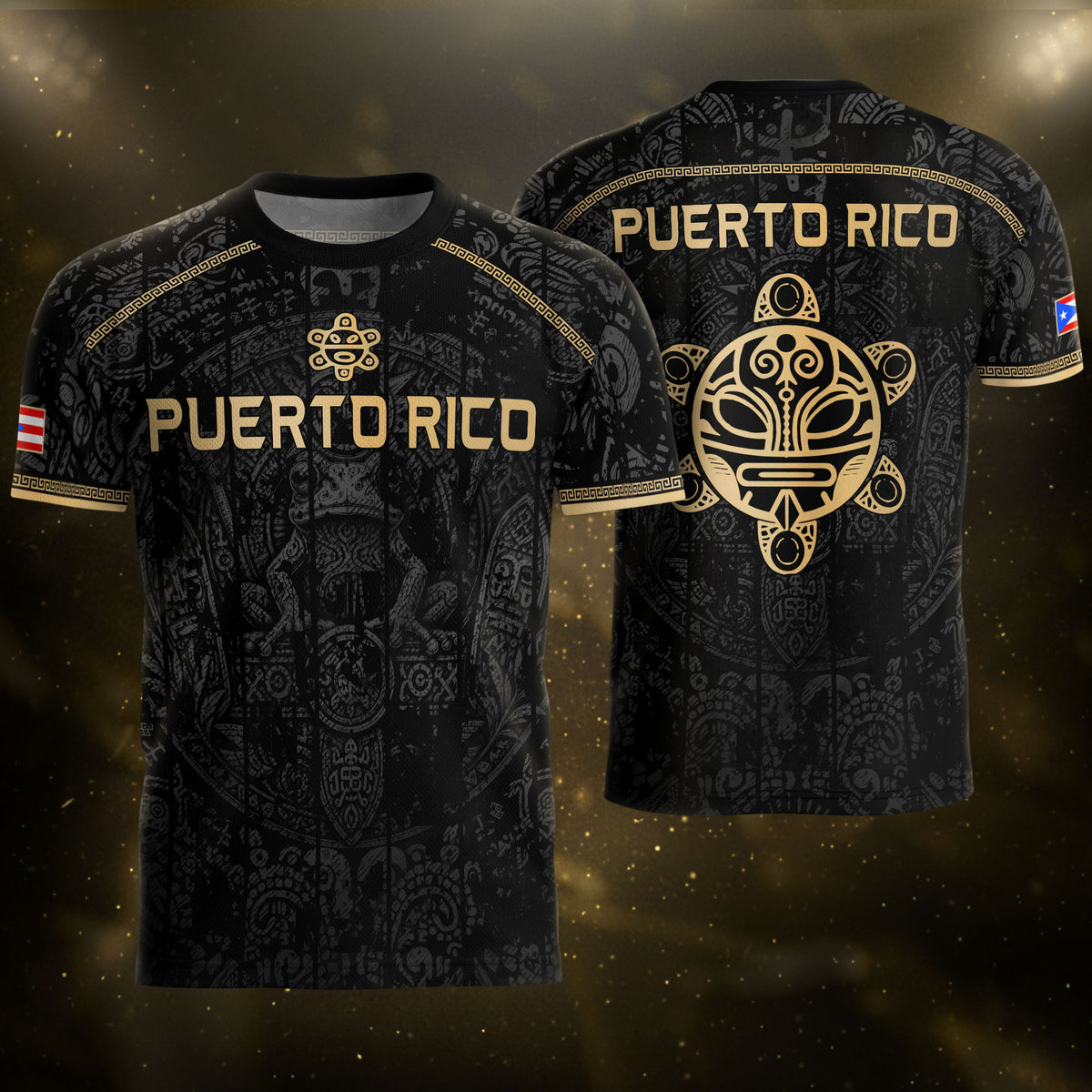 Camiseta de fútbol con máscara taína boricua azul marino de Puerto Rico, bandera tribal, orgullo nacional